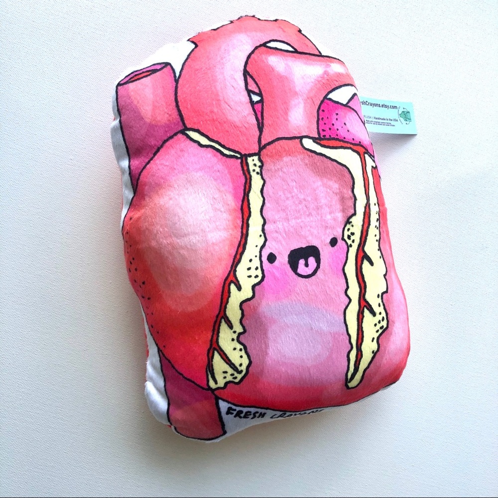 HANDMADE anatomical heart plushy pillow